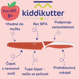 Kiddikutter je unikátní dětský nůž, který podporuje dětskou samostatnost a trénuje jemnou motoriku. 🌸 Kiddikutter nemá...
